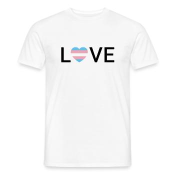 LOVE | Trans Transgender Pride | schwarze Schrift - Männer T-Shirt - Weiß - Vorne - AI Model Male 178 dark (178cm)