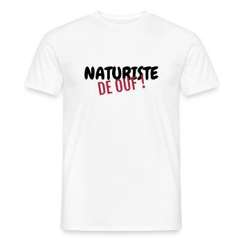 Naturisme / Naturiste / Nudisme / Nudiste - T-shirt homme - blanc - Devant - AI Model Male 178 dark (178cm)