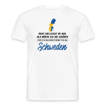 In Wahrheit denke ich an Schweden - Männer T-Shirt - Weiß - Vorne - AI Model Male 178 dark (178cm)