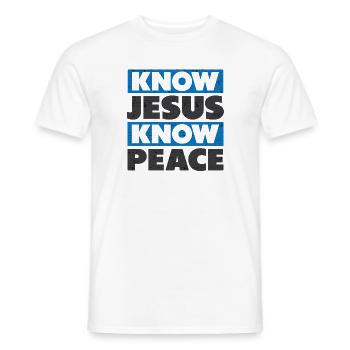Know Jesus Know Peace Christian Jesus Faith Christ - Men's T-Shirt - white - Front - AI Model Male 178 dark (178cm)