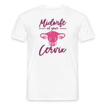Midwife At Your Cervix Birth Assistant OB Nurse - Men's T-Shirt - white - Front - AI Model Male 178 dark (178cm)