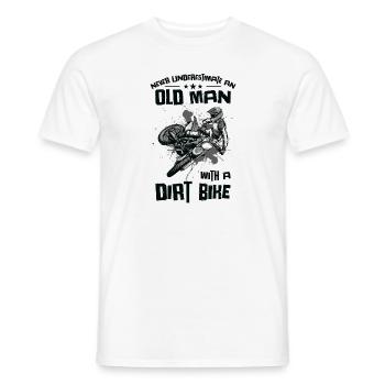 Never Underestimate Old Man Dirt Bike Motocross - Men's T-Shirt - white - Front - AI Model Male 178 dark (178cm)