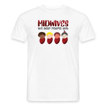 Midwives We Help People Out Obstetric OB Nurse - Men's T-Shirt - white - Front - AI Model Male 178 dark (178cm)
