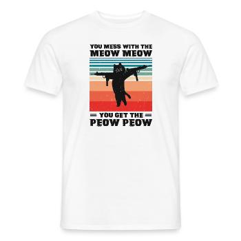 Don’t Mess Withe The Meow Meow Cat Shooting Gun - Men's T-Shirt - white - Front - AI Model Male 178 dark (178cm)