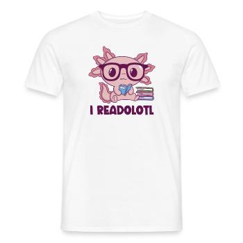 I Readolotl Axolotl - Men's T-Shirt - white - Front - AI Model Male 178 dark (178cm)