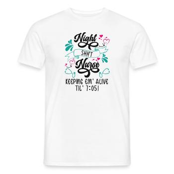 Infirmière de nuit en soins infirmiers en vie - T-shirt homme - blanc - Devant - AI Model Male 178 dark (178cm)