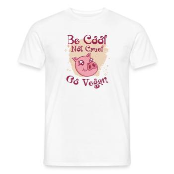 Vegan Animal Conservation Pig Meat Free Vegetarian - Men's T-Shirt - white - Front - AI Model Male 178 dark (178cm)