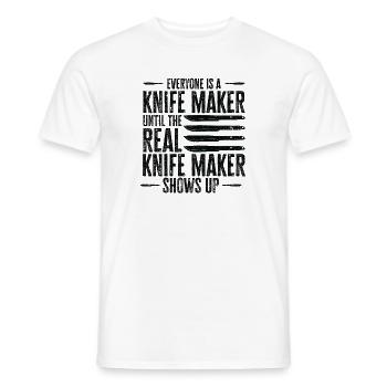 Couteau Auto Forgeron Damascus Steel - T-shirt homme - blanc - Devant - AI Model Male 178 dark (178cm)