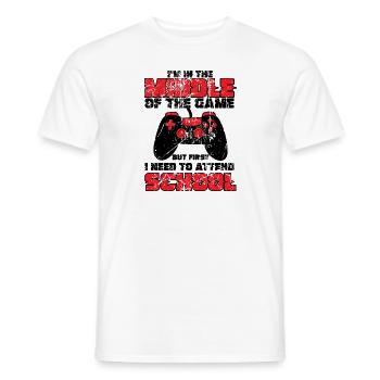 Les enfants retournent à l’école au milieu du jeu Assister - T-shirt homme - blanc - Devant - AI Model Male 178 dark (178cm)