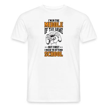 Les enfants retournent à l’école au milieu du jeu Assister - T-shirt homme - blanc - Devant - AI Model Male 178 dark (178cm)