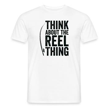 Pensez au passe-temps de pêche Reel Thing - T-shirt homme - blanc - Devant - AI Model Male 178 dark (178cm)