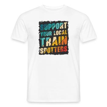 Train Trainspotter Locomotive Hobby Trainspotting - Men's T-Shirt - white - Front - AI Model Male 178 dark (178cm)