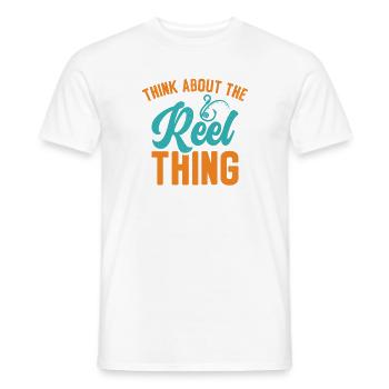 Pensez au passe-temps de pêche Reel Thing - T-shirt homme - blanc - Devant - AI Model Male 178 dark (178cm)