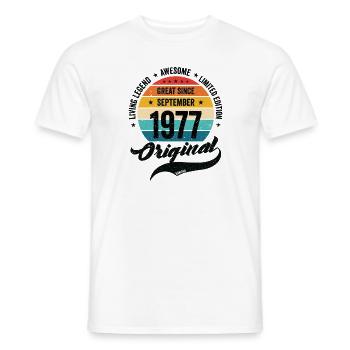 Rétro 45 ans Septembre 1977 anniversaire Vintage - T-shirt homme - blanc - Devant - AI Model Male 178 dark (178cm)