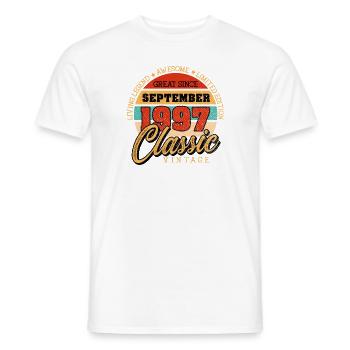 Retro 25 Jahre September 1997 Geburtstag Vintage - Männer T-Shirt - Weiß - Vorne - AI Model Male 178 dark (178cm)