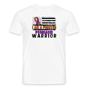 Psoriasis Warrior Fighter Ruban orange lavande - T-shirt homme - blanc - Devant - AI Model Male 178 dark (178cm)