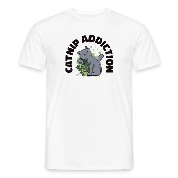 Dépendance à l’herbe à chat Propriétaire de chat Animal de compagnie - T-shirt homme - blanc - Devant - AI Model Male 178 dark (178cm)