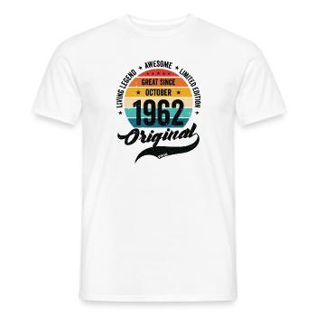 Rétro 60 ans Octobre 1962 Anniversaire Vintage - T-shirt homme - blanc - Devant - AI Model Male 178 dark (178cm)