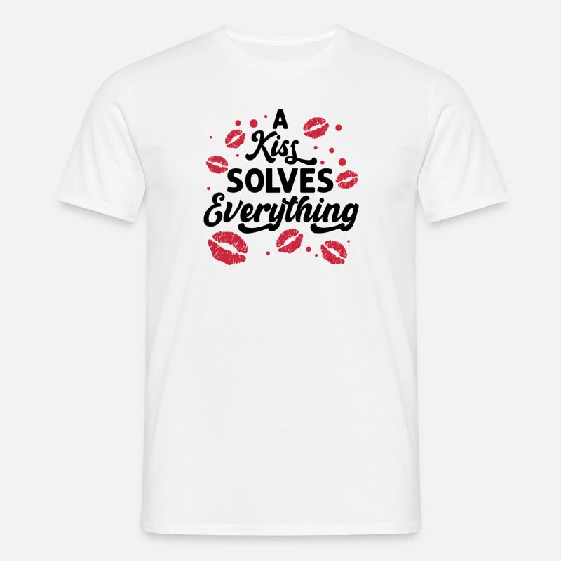 Problem Kissing Solution Relationship Partners - Men's T-Shirt - white