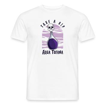Aqua Tofana Skull Poison Bottle Conspiracy - Men's T-Shirt - white - Front - AI Model Male 178 dark (178cm)