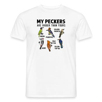 Funny Woodpeckers Bird Collection Birdwatchers - Men's T-Shirt - white - Front - AI Model Male 178 dark (178cm)