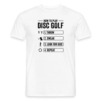 Comment jouer à Disc Golf Funnier - T-shirt homme - blanc - Devant - AI Model Male 178 dark (178cm)