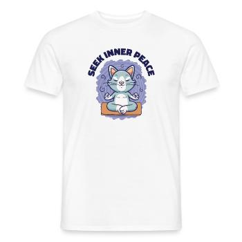 Serenity Cat Yoga Cat Owner Meditation Yoga Fan - Men's T-Shirt - white - Front - AI Model Male 178 dark (178cm)
