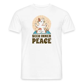 Serenity Cat Yoga Cat Owner Meditation Yoga Fan - Men's T-Shirt - white - Front - AI Model Male 178 dark (178cm)