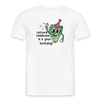 Vegan Lettuce Birthday Greeting Natal Day - Men's T-Shirt - white - Front - AI Model Male 178 dark (178cm)