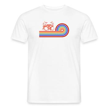 Retro Drummer Player Percussion Drumming Drummer - Men's T-Shirt - white - Front - AI Model Male 178 dark (178cm)