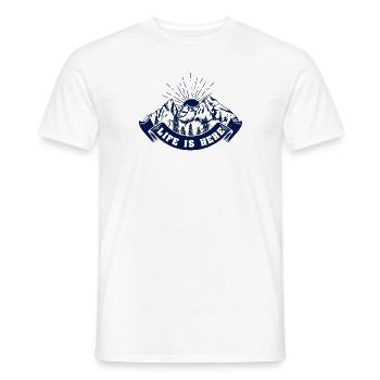 Das Leben ist hier Naturliebhaber Wandern Camping - Männer T-Shirt - Weiß - Vorne - AI Model Male 178 dark (178cm)