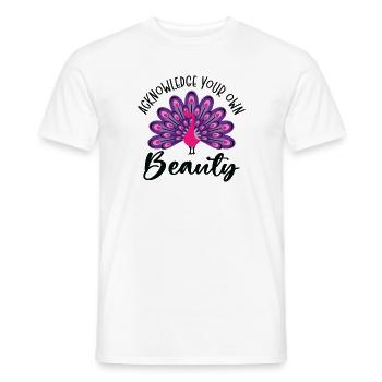 Peacock Inspirational Schönheit Vogel Besitzer - Männer T-Shirt - Weiß - Vorne - AI Model Male 178 dark (178cm)