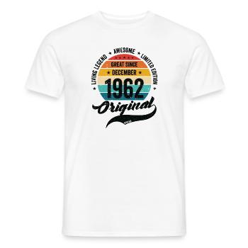 Rétro 60 ans Décembre 1962 Anniversaire Millésime - T-shirt homme - blanc - Devant - AI Model Male 178 dark (178cm)