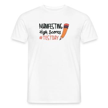 Test Day Manifesting for Students Testing - Men's T-Shirt - white - Front - AI Model Male 178 dark (178cm)