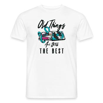 Antiquing Vinyl Cassette Music Vintage Lover - Men's T-Shirt - white - Front - AI Model Male 178 dark (178cm)