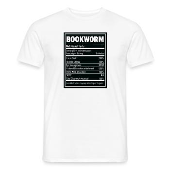 Book Lover Bookworm Nutritional Values Reader - Men's T-Shirt - white - Front - AI Model Male 178 dark (178cm)
