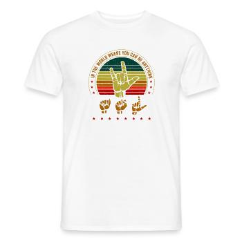 Langue des signes américaine ASL Dans le monde, en - T-shirt homme - blanc - Devant - AI Model Male 178 dark (178cm)