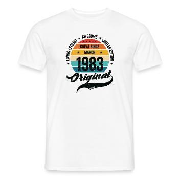 Rétro 40 ans Mars 1983 Anniversaire Vintage Bday - T-shirt homme - blanc - Devant - AI Model Male 178 dark (178cm)