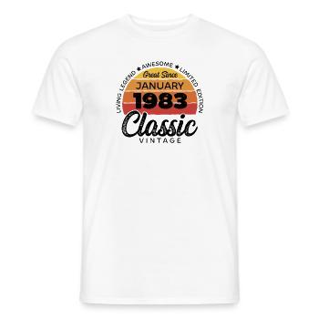 Rétro 40 ans Janvier 1983 Anniversaire Millésime - T-shirt homme - blanc - Devant - AI Model Male 178 dark (178cm)