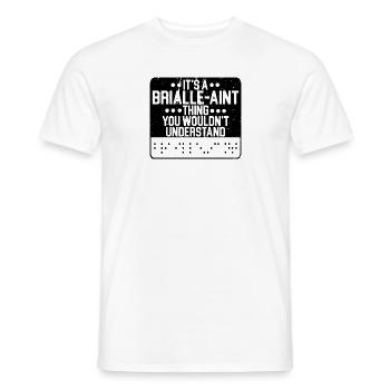 Braille-Schrift Blinde Blindheit Bewusstsein - Männer T-Shirt - Weiß - Vorne - AI Model Male 178 dark (178cm)