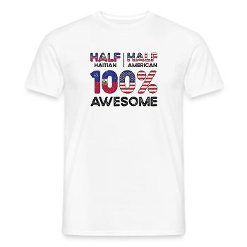 Moitié haïtien haïtien américain USA - T-shirt homme - blanc - Devant - AI Model Male 178 dark (178cm)