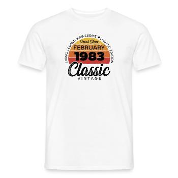 Rétro 40 ans février 1983 Anniversaire Millésime - T-shirt homme - blanc - Devant - AI Model Male 178 dark (178cm)