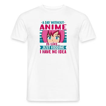 Anime Girl Manga Eyes Ein Tag ohne Anime - Männer T-Shirt - Weiß - Vorne - AI Model Male 178 dark (178cm)
