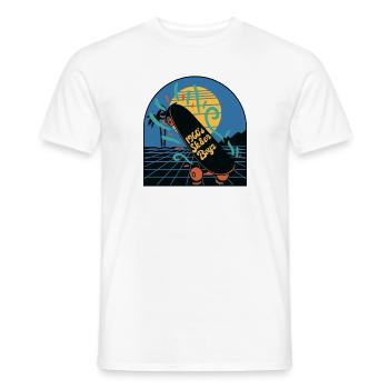 Skateboard Retro 60s Board Wheels Surf - Men's T-Shirt - white - Front - AI Model Male 178 dark (178cm)