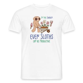 Gardening Sloth Florist Botany Sloth Lover Garden - Men's T-Shirt - white - Front - AI Model Male 178 dark (178cm)