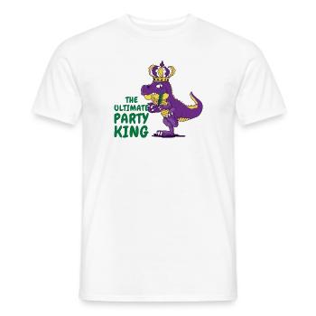 Mardi Gras Carnival T-rex Dinosaur Party King - Men's T-Shirt - white - Front - AI Model Male 178 dark (178cm)