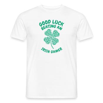 St. Patrick's Day Gaming Shamrock Gamer Video - Men's T-Shirt - white - Front - AI Model Male 178 dark (178cm)