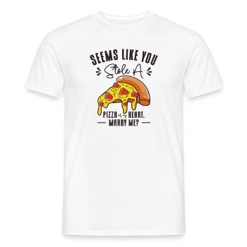 Pizza Foodie Relationship Fast Food Pick Up Lines - Men's T-Shirt - white - Front - AI Model Male 178 dark (178cm)