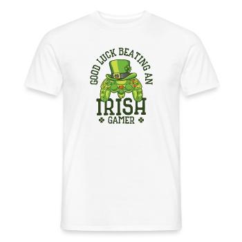 St. Patrick's Day Gaming Shamrock Gamer Video - Men's T-Shirt - white - Front - AI Model Male 178 dark (178cm)