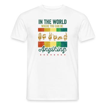 Amerikanische Gebärdensprache ASL Be Kind - Männer T-Shirt - Weiß - Vorne - AI Model Male 178 dark (178cm)